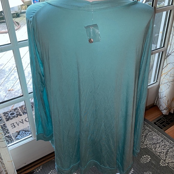 NWOT L PEACE LOVE WORLD AQUA CARDIGAN POCKETS - Picture 12 of 15